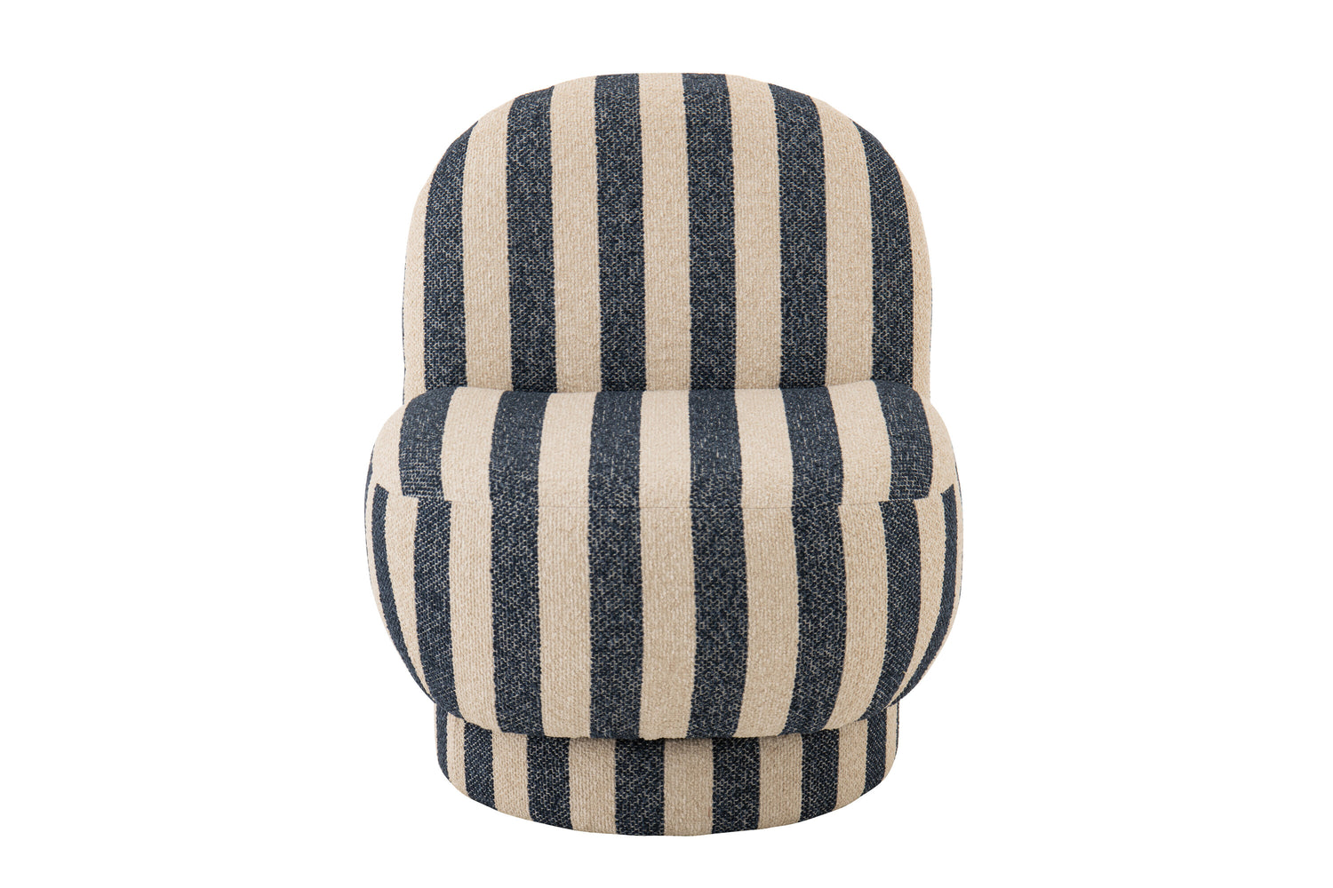 Loungestoel met Poef Gestreepte Stof Blauw/Gebroken Wit J-Line