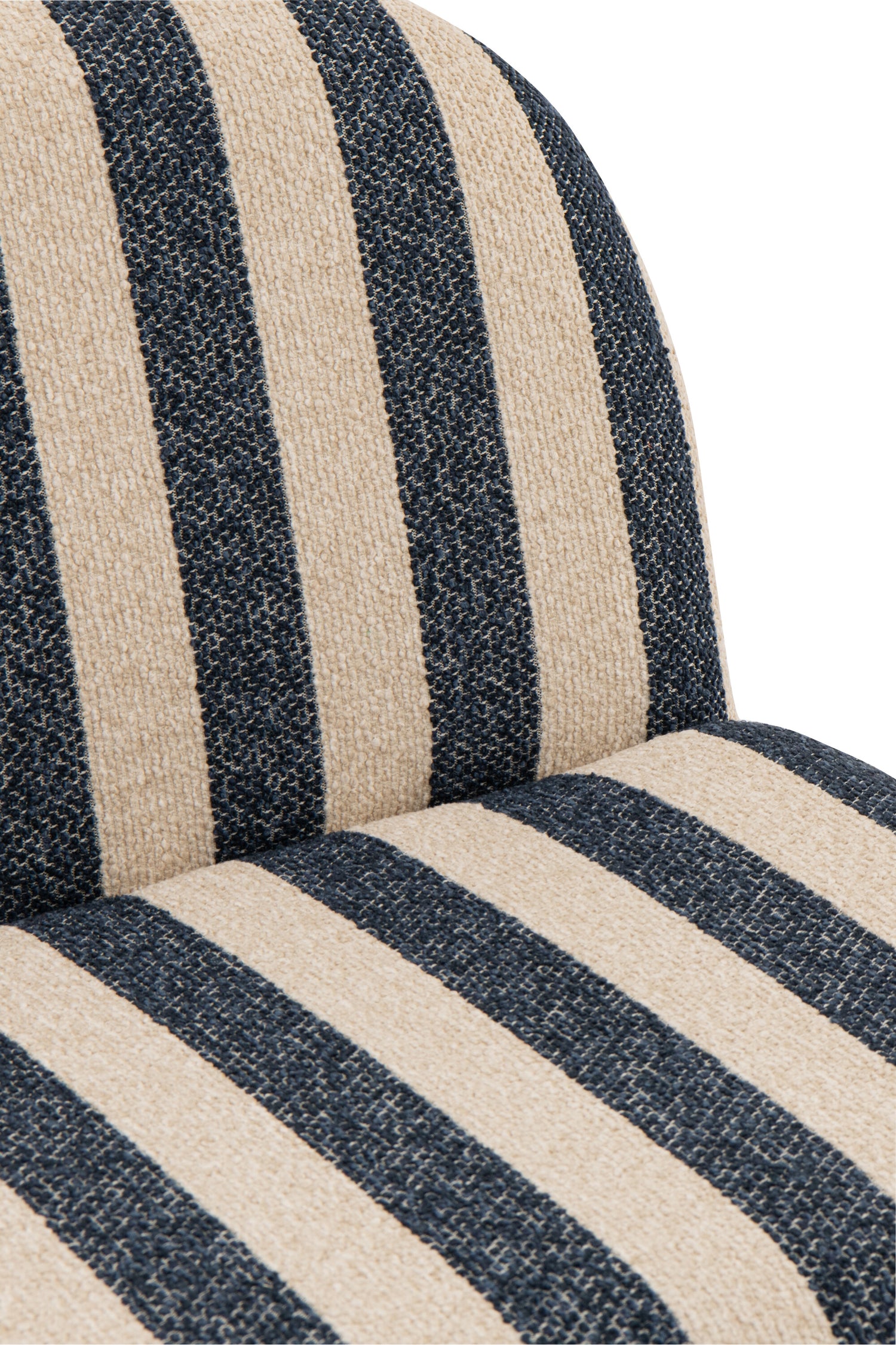 Loungestoel met Poef Gestreepte Stof Blauw/Gebroken Wit J-Line