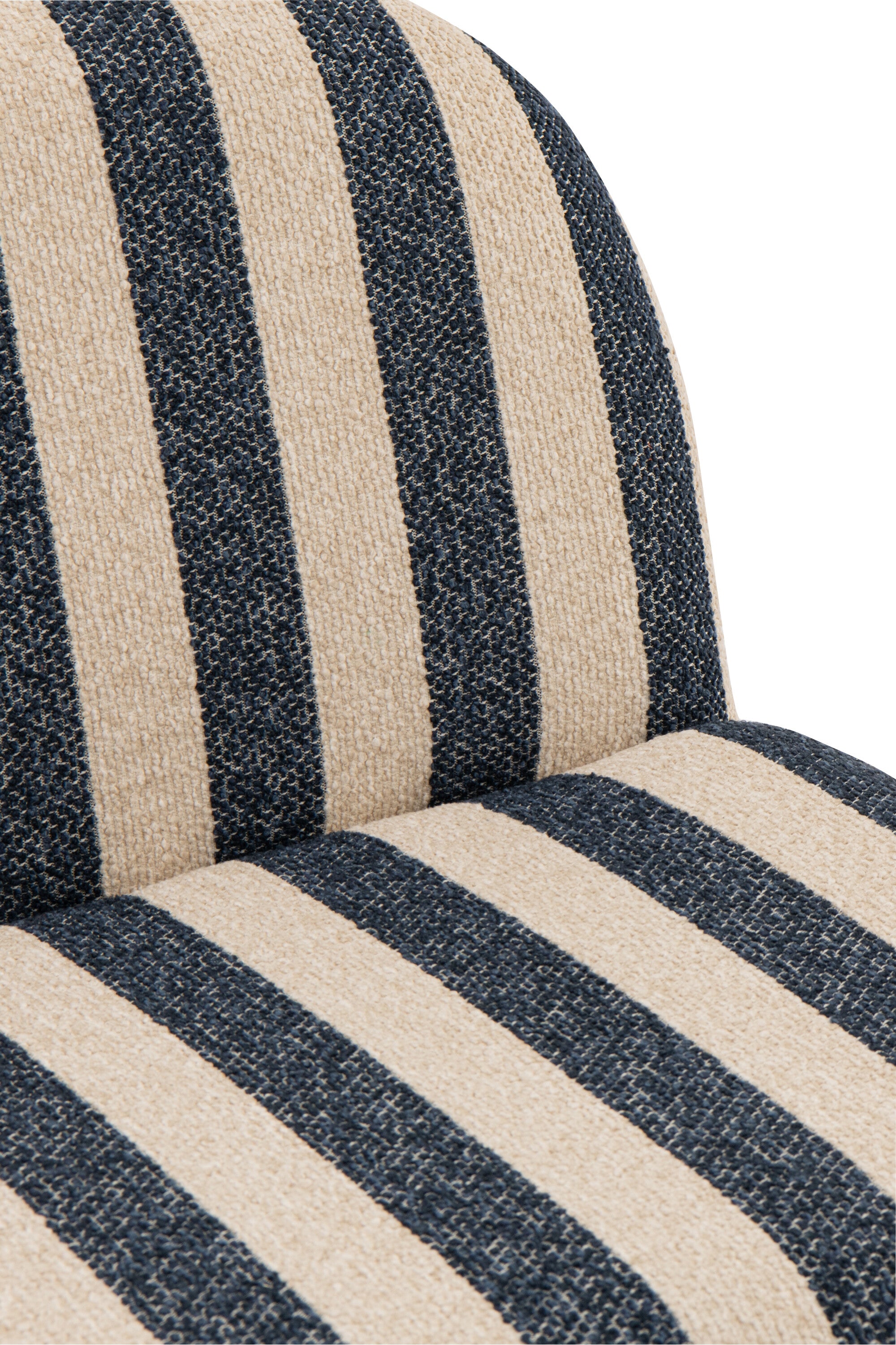 Loungestoel met Poef Gestreepte Stof Blauw/Gebroken Wit J-Line