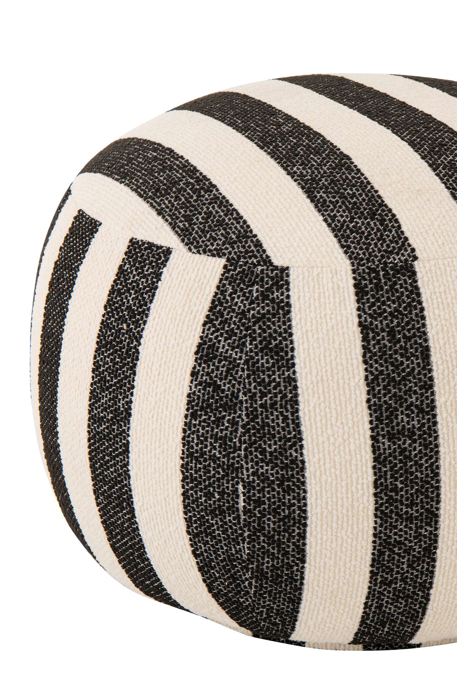 Loungestoel met Poef Gestreepte Stof Zwart/Gebroken Wit J-Line