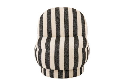 Loungestoel met Poef Gestreepte Stof Zwart/Gebroken Wit J-Line