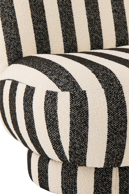 Loungestoel met Poef Gestreepte Stof Zwart/Gebroken Wit J-Line