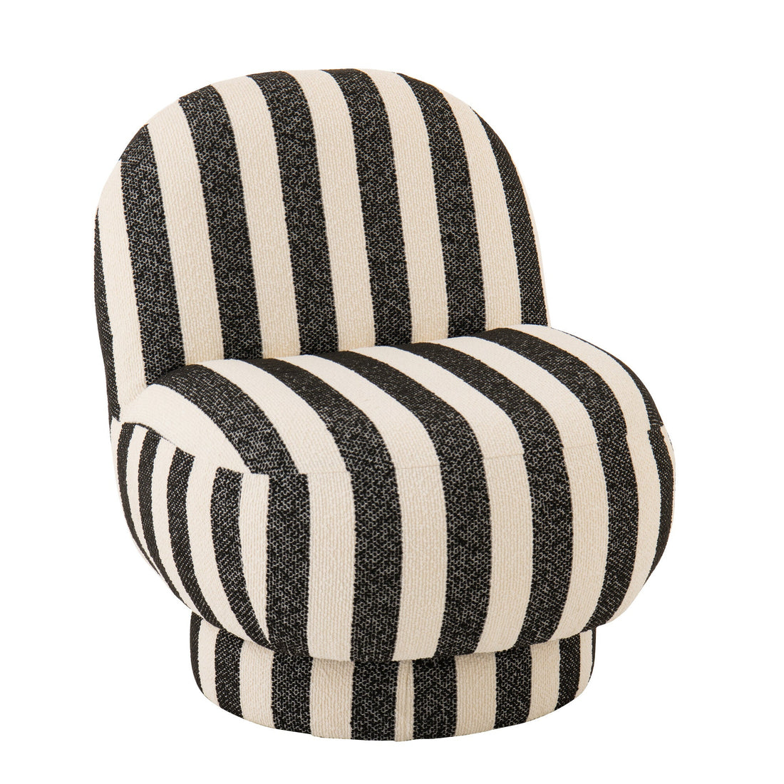 Lounge Chair Gestreepte Stof Zwart/Gebroken Wit J-Line