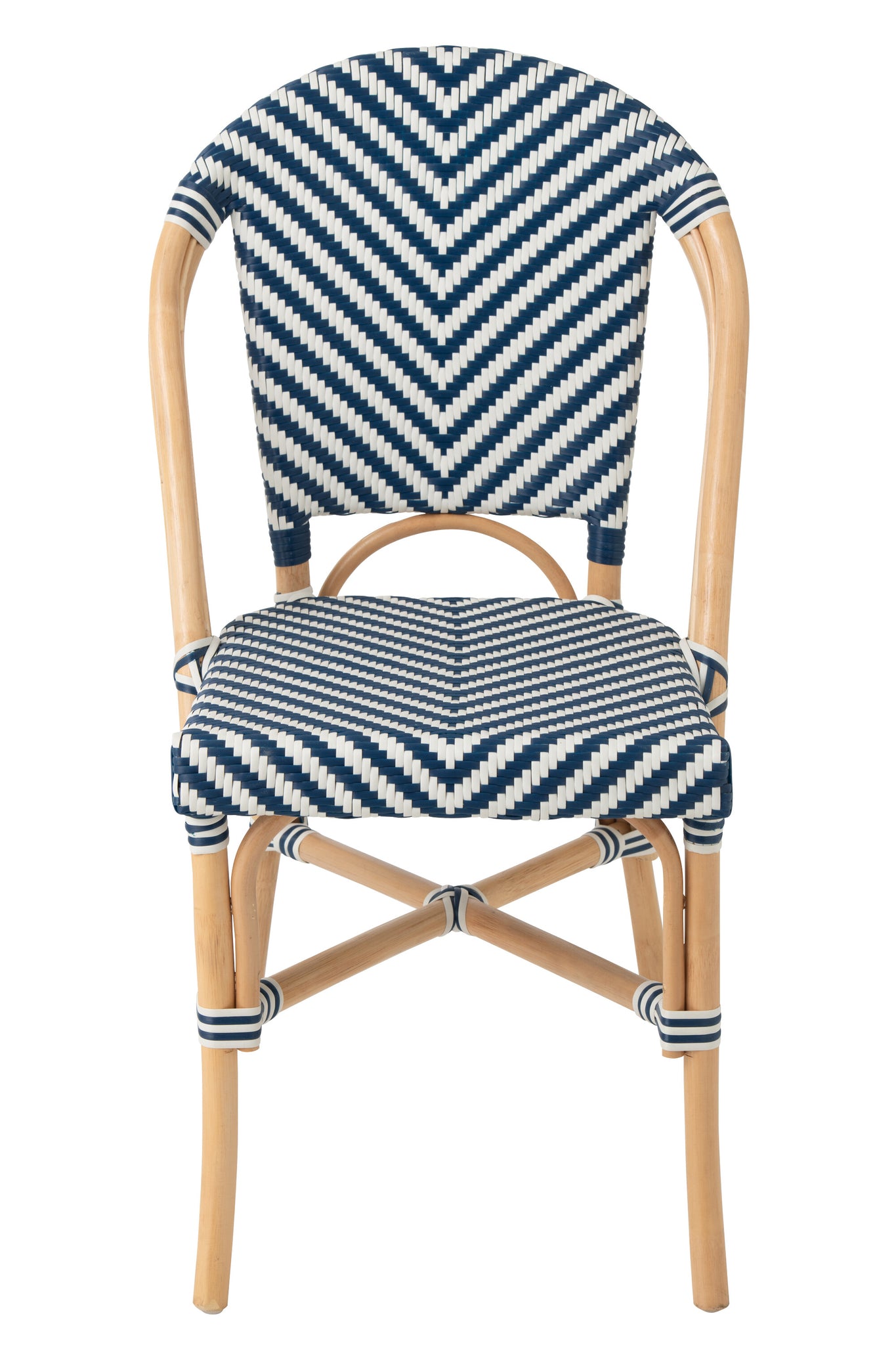 Outdoor Stoel Geo Rond Rotan Blauw/Wit J-Line