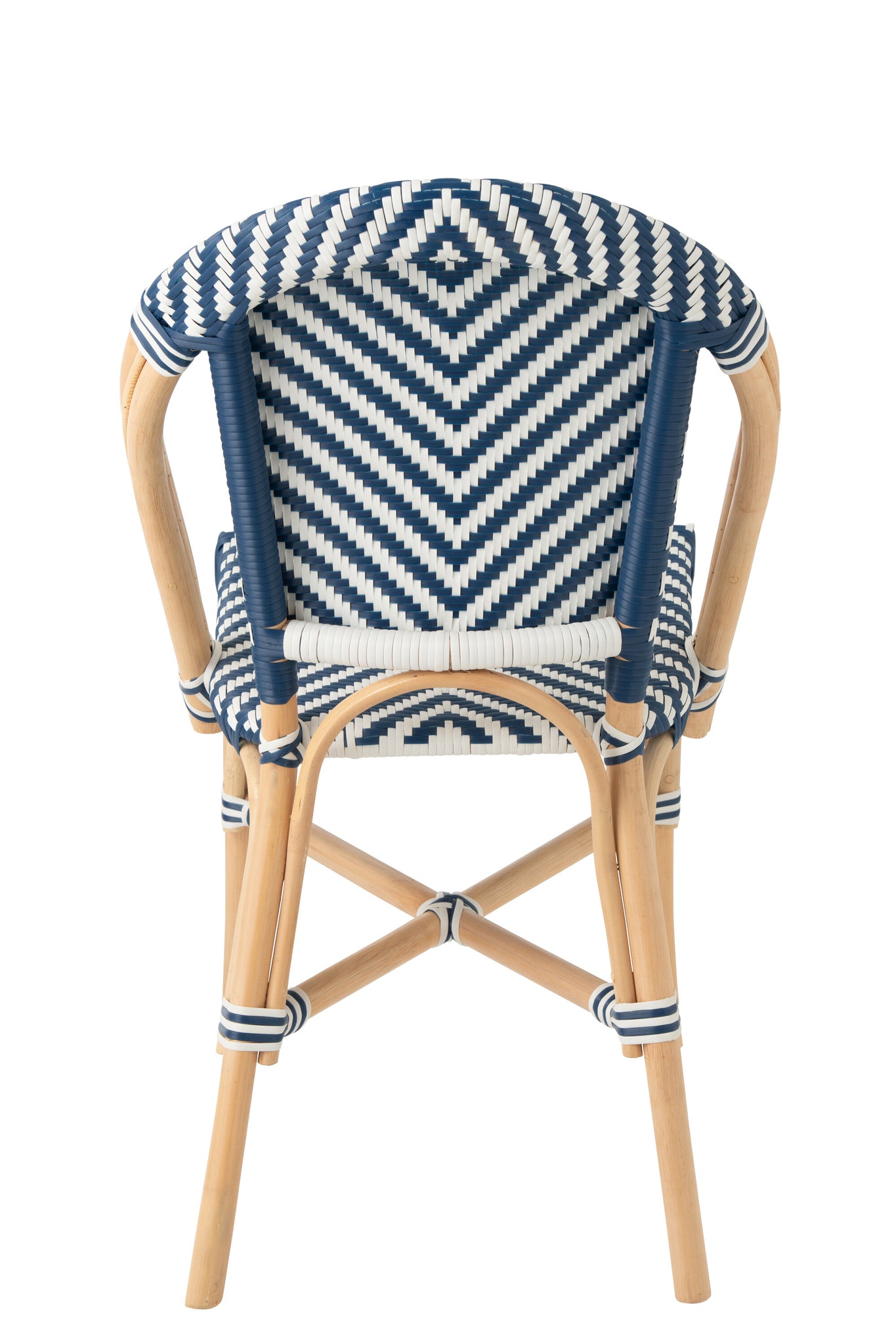 Outdoor Stoel Geo Rond Rotan Blauw/Wit J-Line