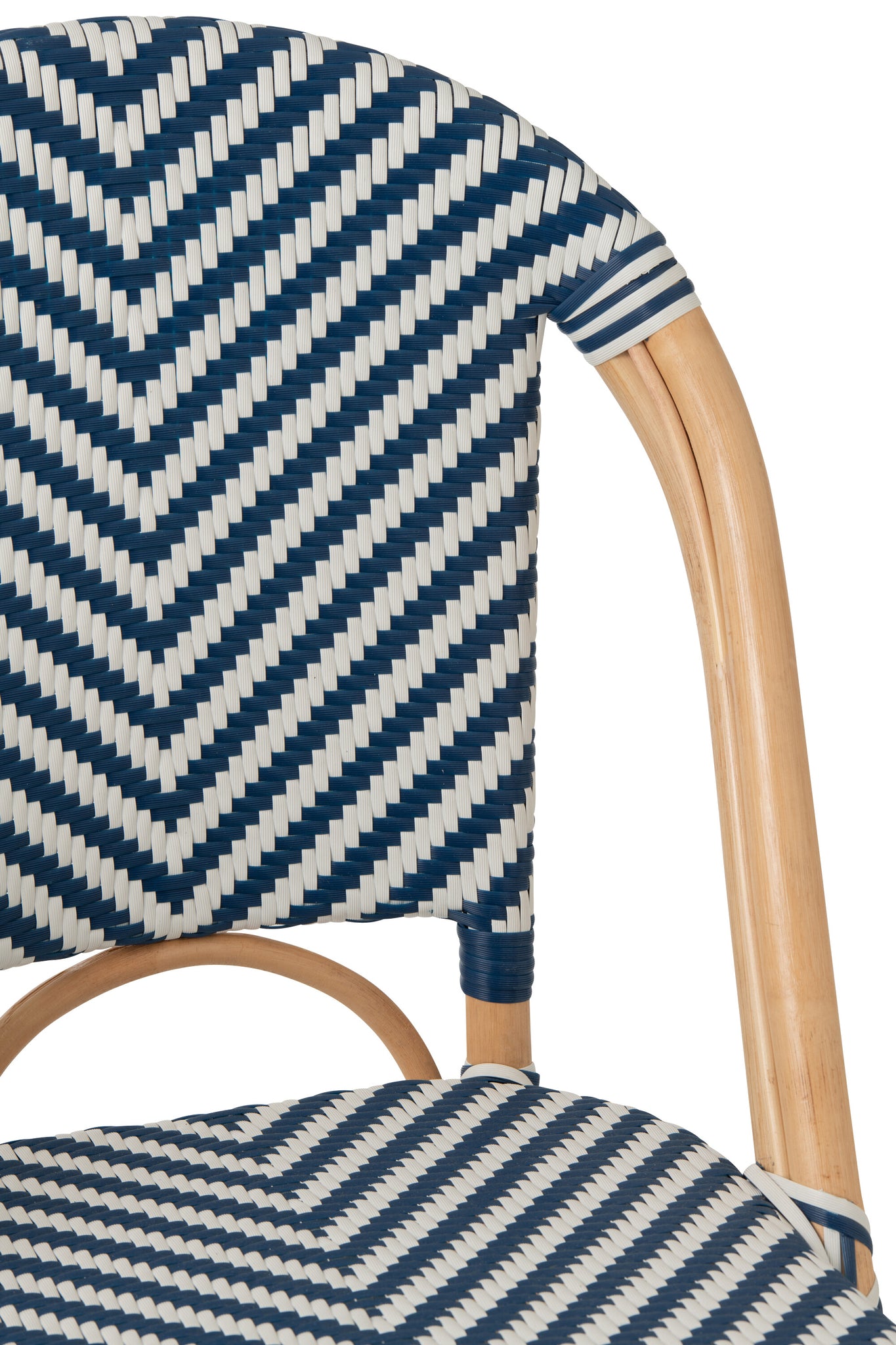 Outdoor Stoel Geo Rond Rotan Blauw/Wit J-Line