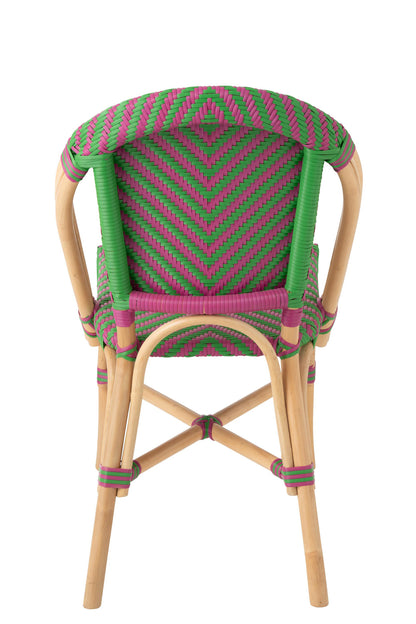 Outdoor Stoel Geo Rond Rotan Roze/Groen J-Line