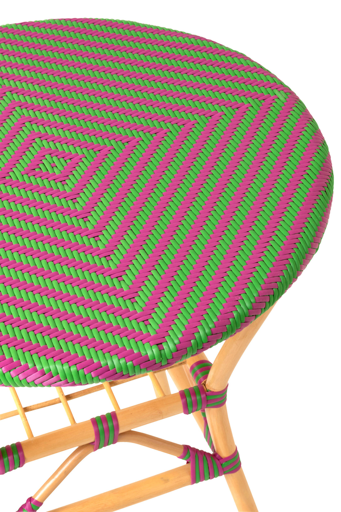 Outdoor Eettafel Geo Rond Rotan Roze/Groen J-Line