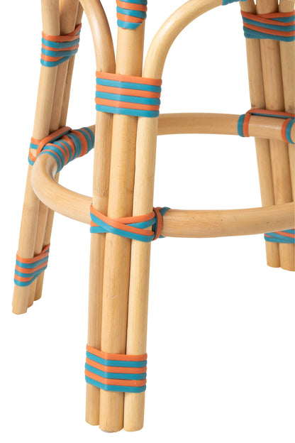 Outdoor Kruk Geo Rond Rotan Oranje/Turquoise J-Line