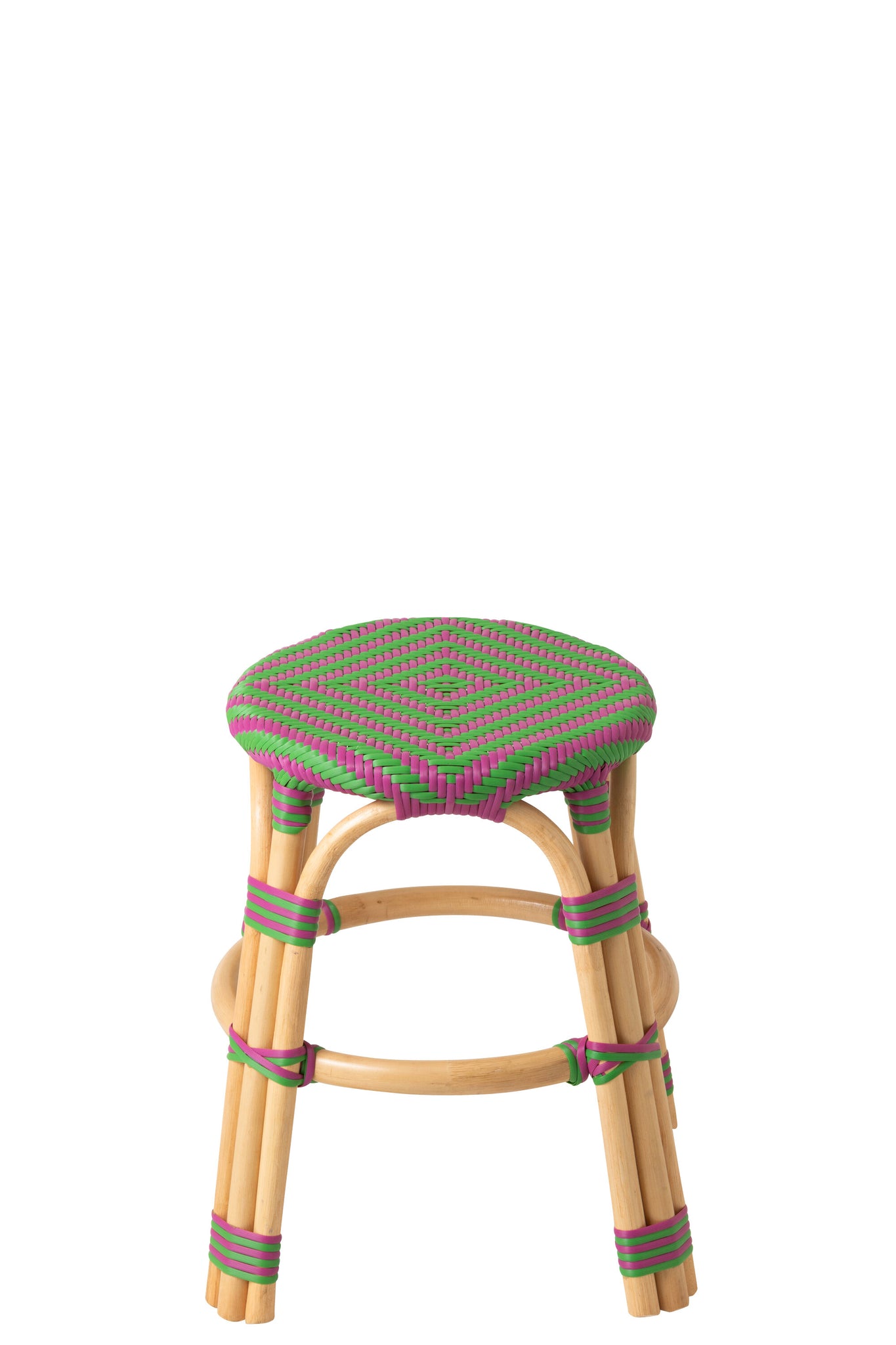 Outdoor Kruk Geo Rond Rotan Roze/Groen J-Line