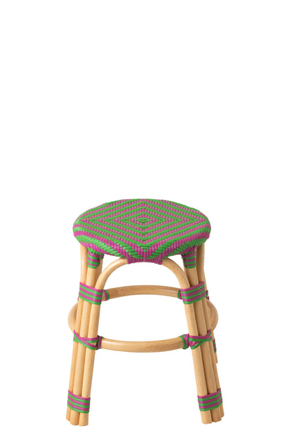 Outdoor Kruk Geo Rond Rotan Roze/Groen J-Line