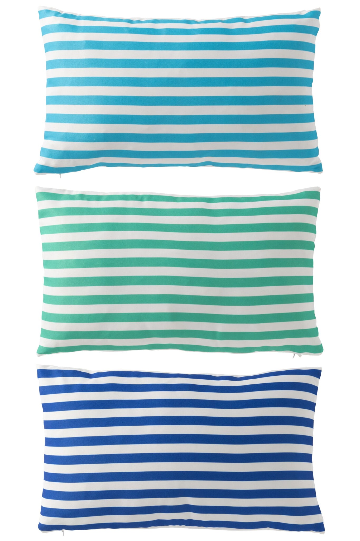Kussen Buiten Rechthoek Gestreept Polyester Blauw/Groen Assortiment Van 3 J-Line
