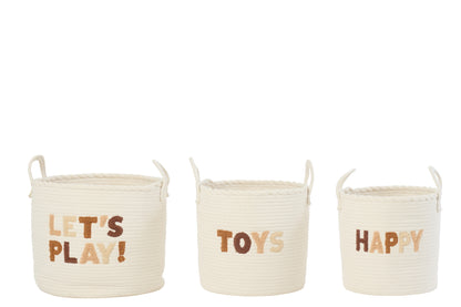 Set Van 3 Mand Kinderen Katoen Wit/Bruin J-Line