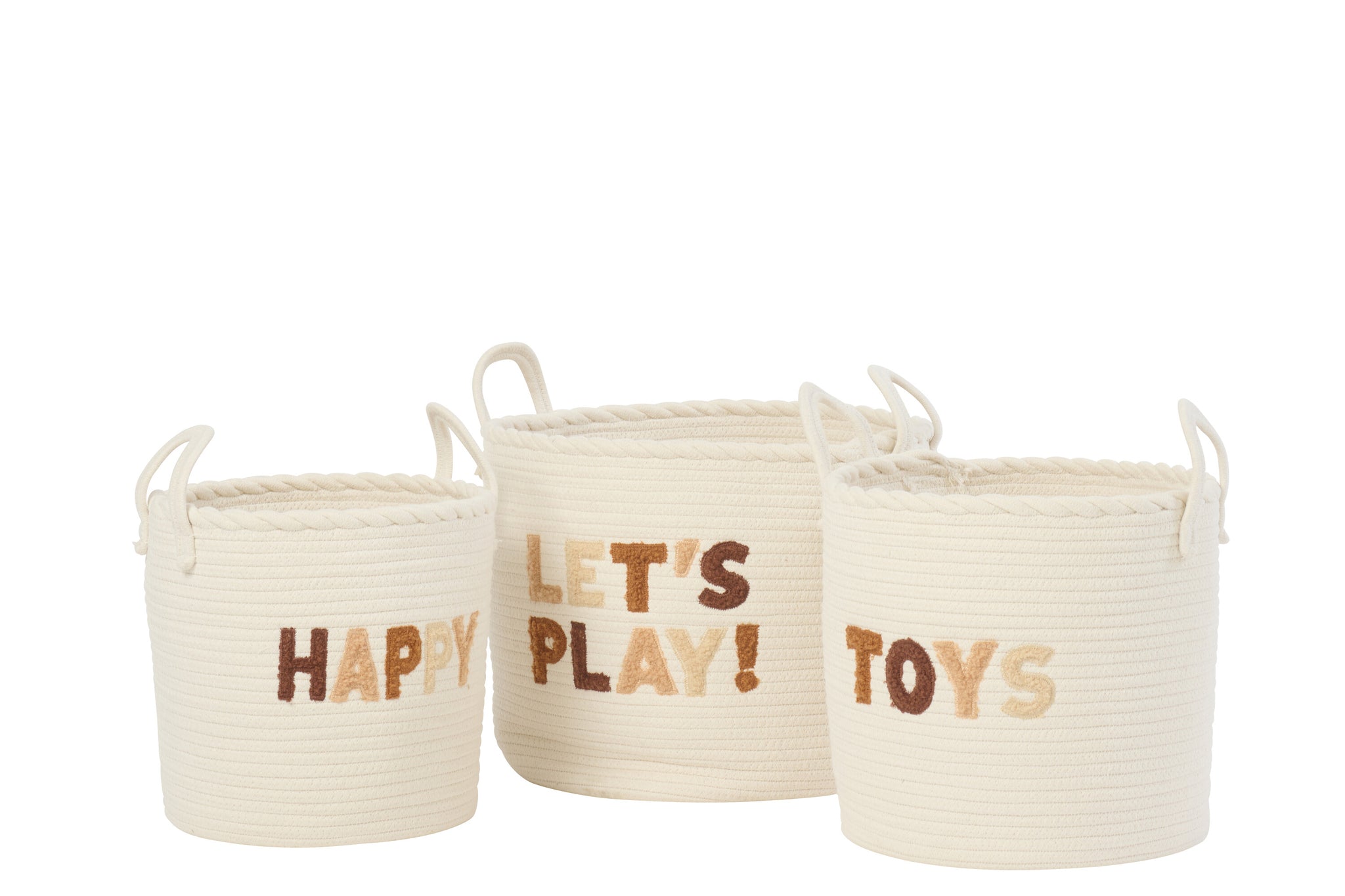 Set Van 3 Mand Kinderen Katoen Wit/Bruin J-Line
