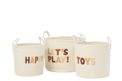 Set Van 3 Mand Kinderen Katoen Wit/Bruin J-Line