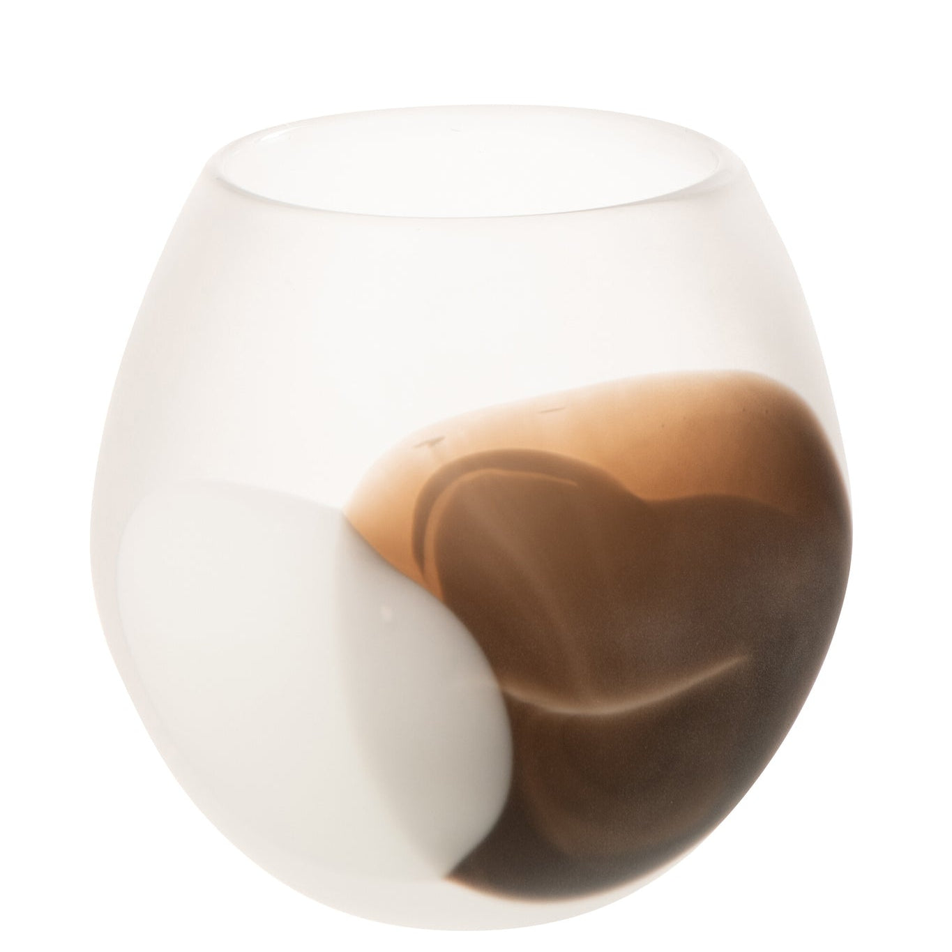 Windlicht Bal Glas Wit/Bruin Large J-Line