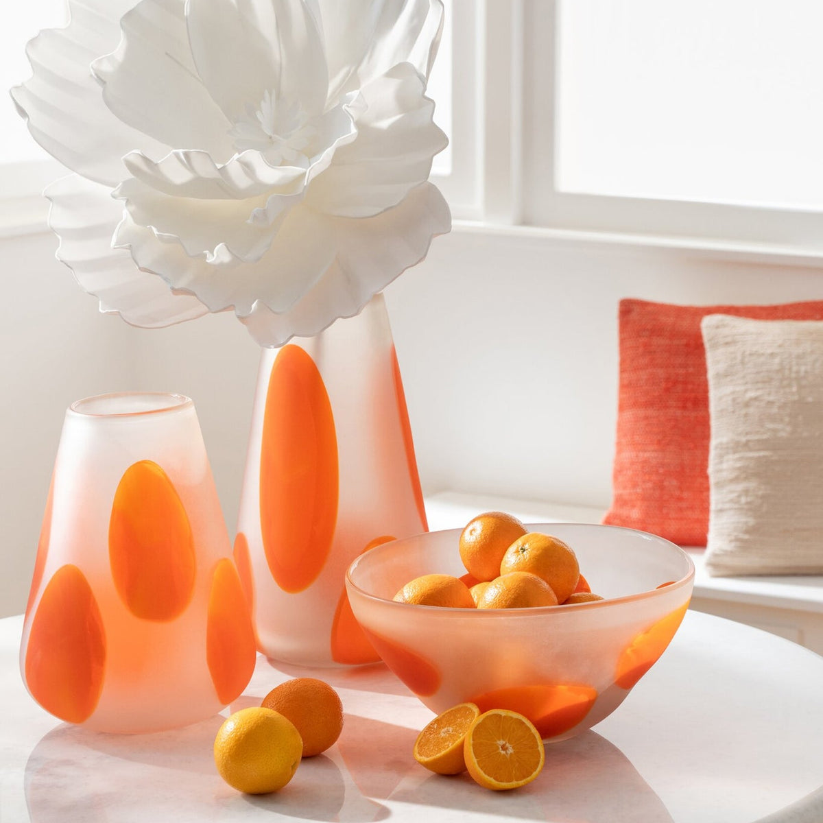 Sierschaal Stippen Glas Donkeroranje/Transparant J-Line