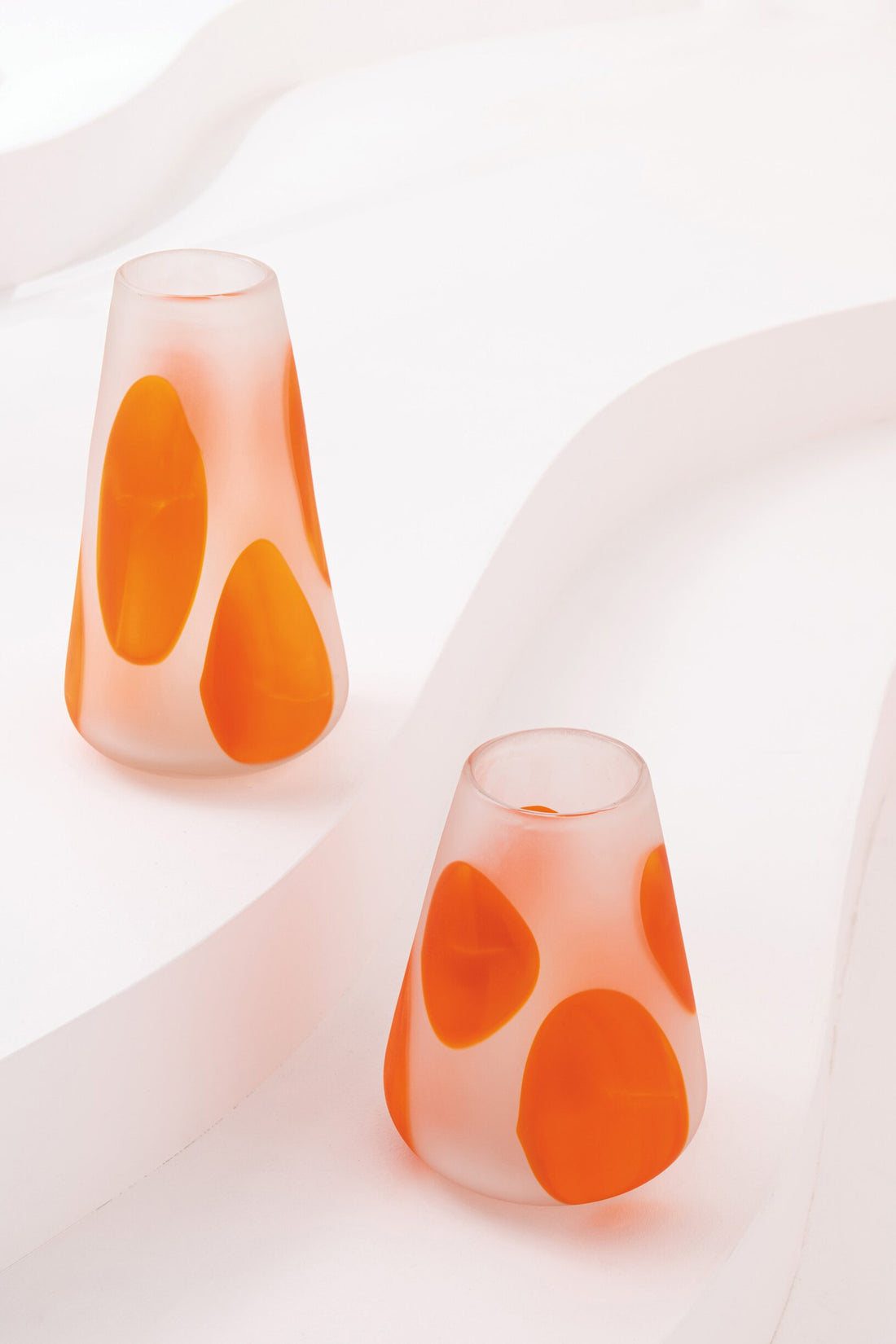Windlicht Stippen Glas Donkeroranje/Transparant Small J-Line