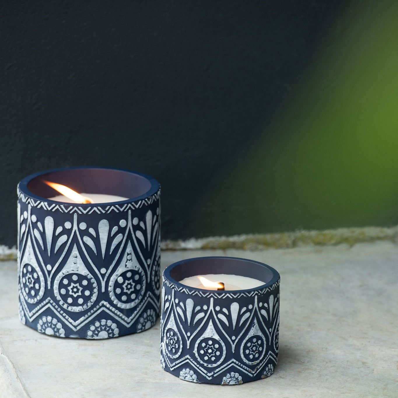 Outdoor Citronellakaars Blauw/Wit Large J-Line