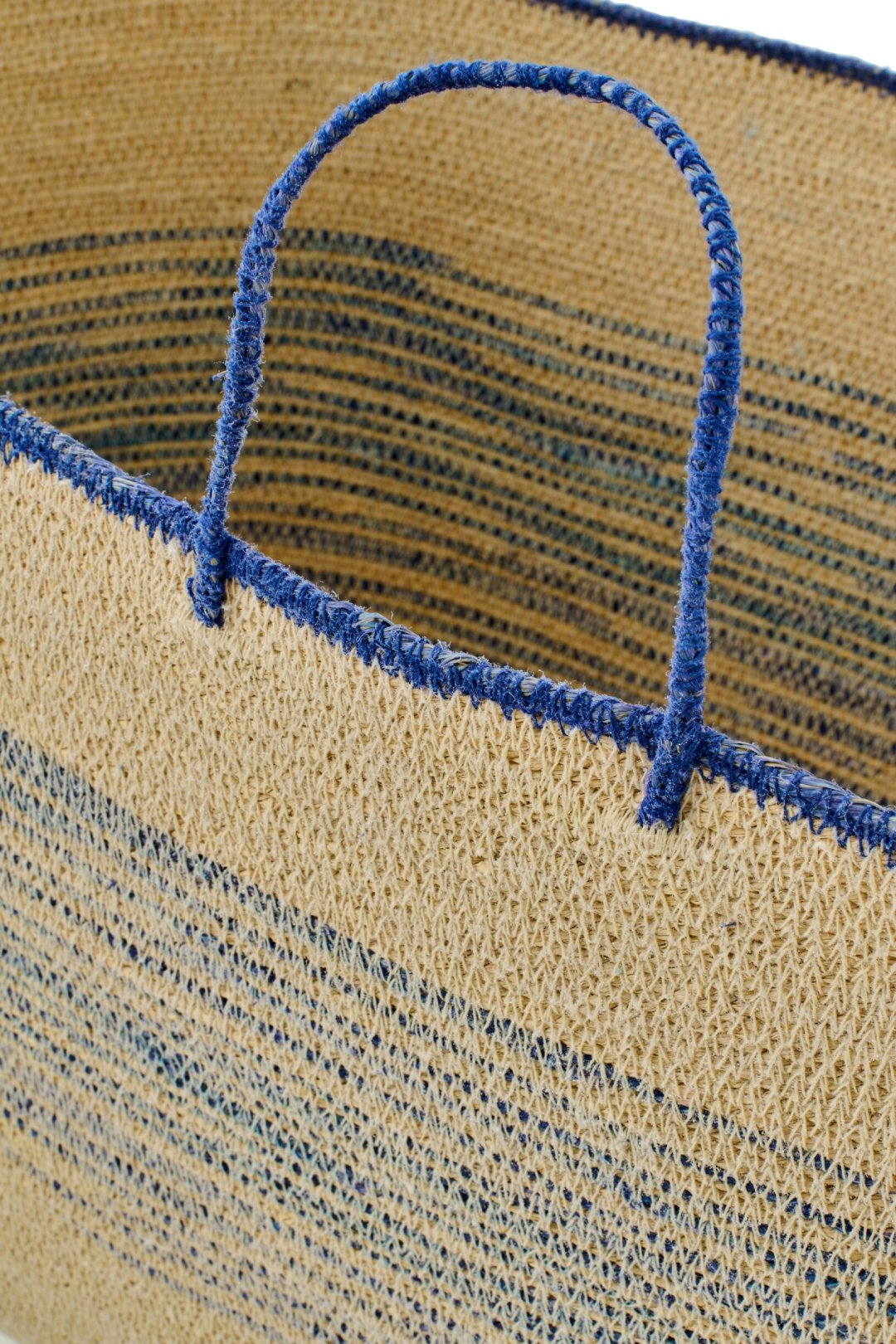 Set Van 2 Mand Met Handvat Gestreept Zeegras Naturel/Blauw J-Line