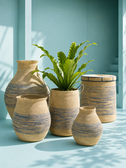 Mand Gestreept Zeegras Naturel/Blauw Small J-Line