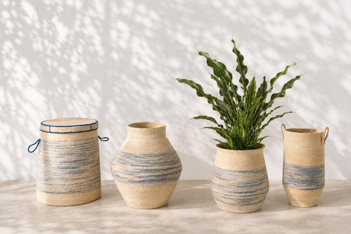 Mand Gestreept Zeegras Naturel/Blauw Small J-Line
