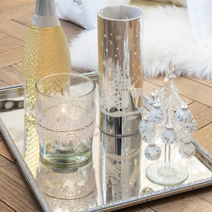 Boom Met Ballen Sterretjes Glas Zilver Small J-Line