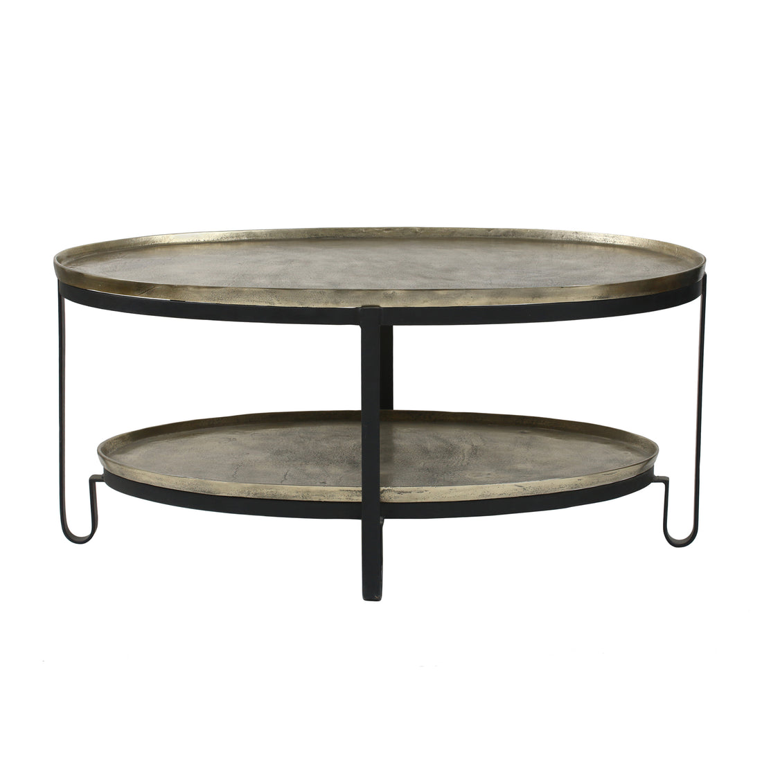 Kae Gold Aluminium Koffietafel 2 Laags Zwart Frame PTMD