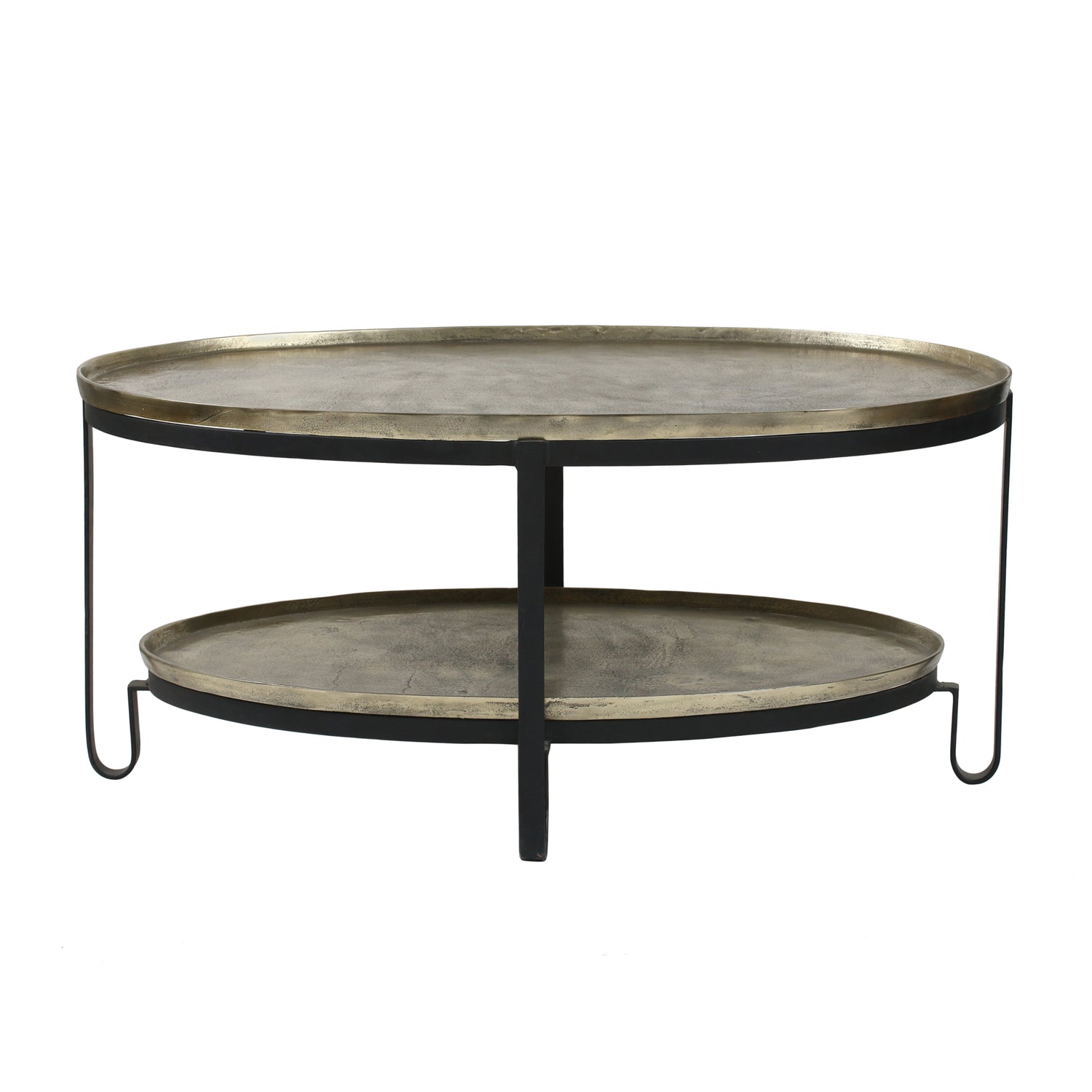 Kae Gold Aluminium Koffietafel 2 Laags Zwart Frame PTMD