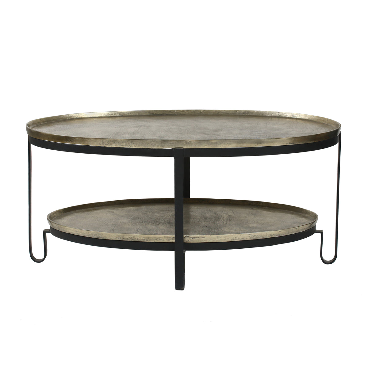 Kae Gold Aluminium Koffietafel 2 Laags Zwart Frame PTMD