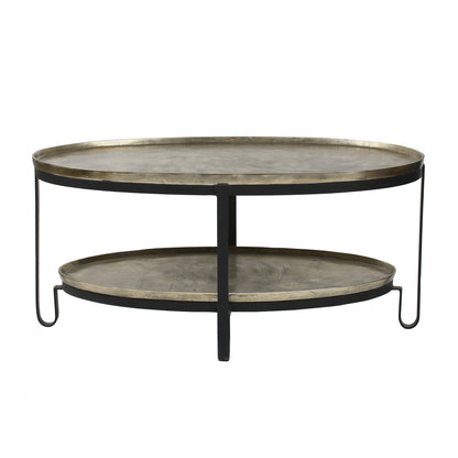 Kae Gold Aluminium Koffietafel 2 Laags Zwart Frame PTMD