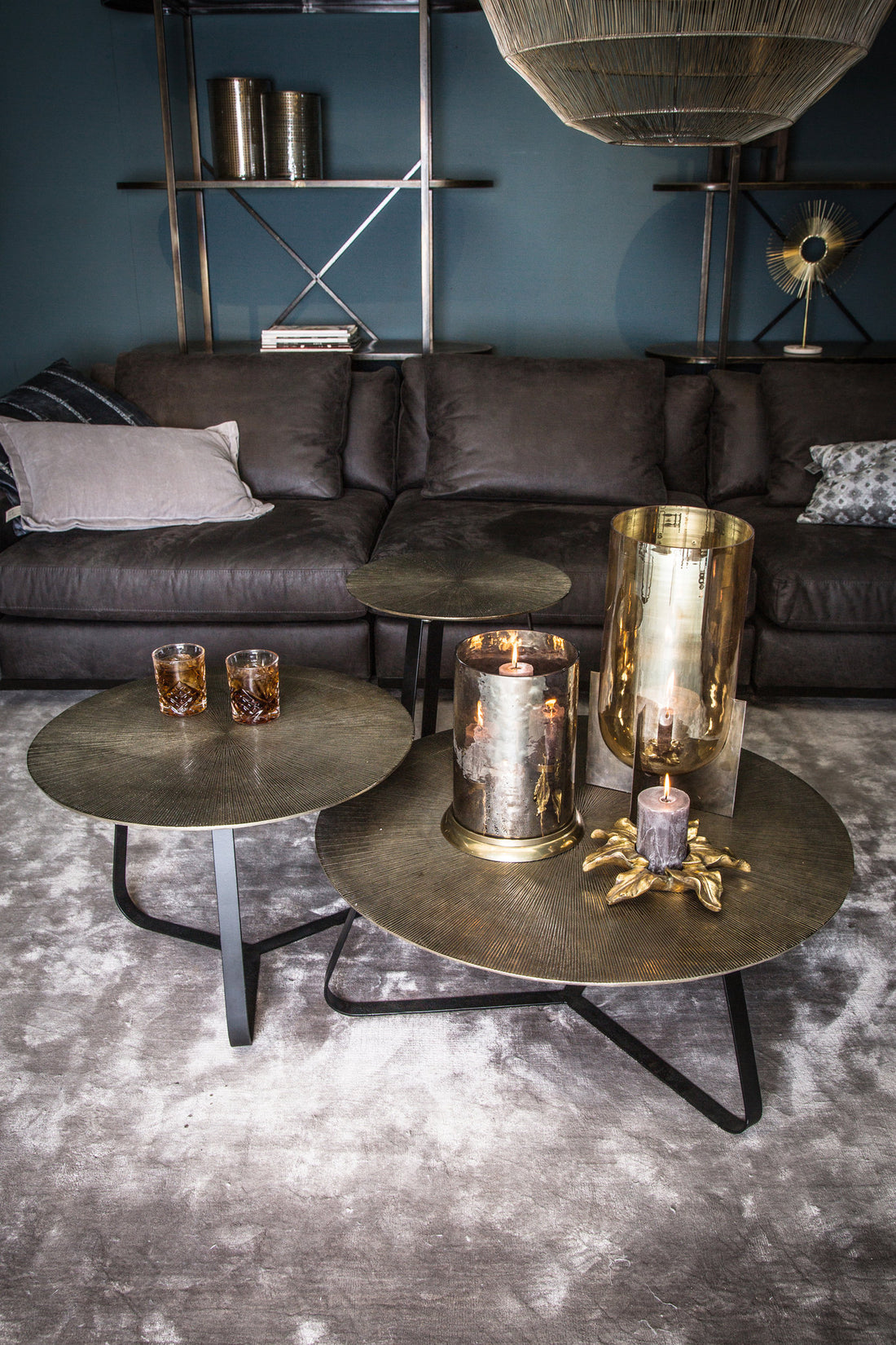 Kae Gold Alu Black Iron Round Coffee Table L PTMD