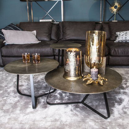 Kae Gold Alu Black Iron Round Coffee Table M PTMD