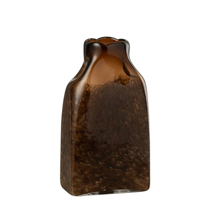 Donkerbruine Glazen Vaas Rechthoek J-Line Set van 2