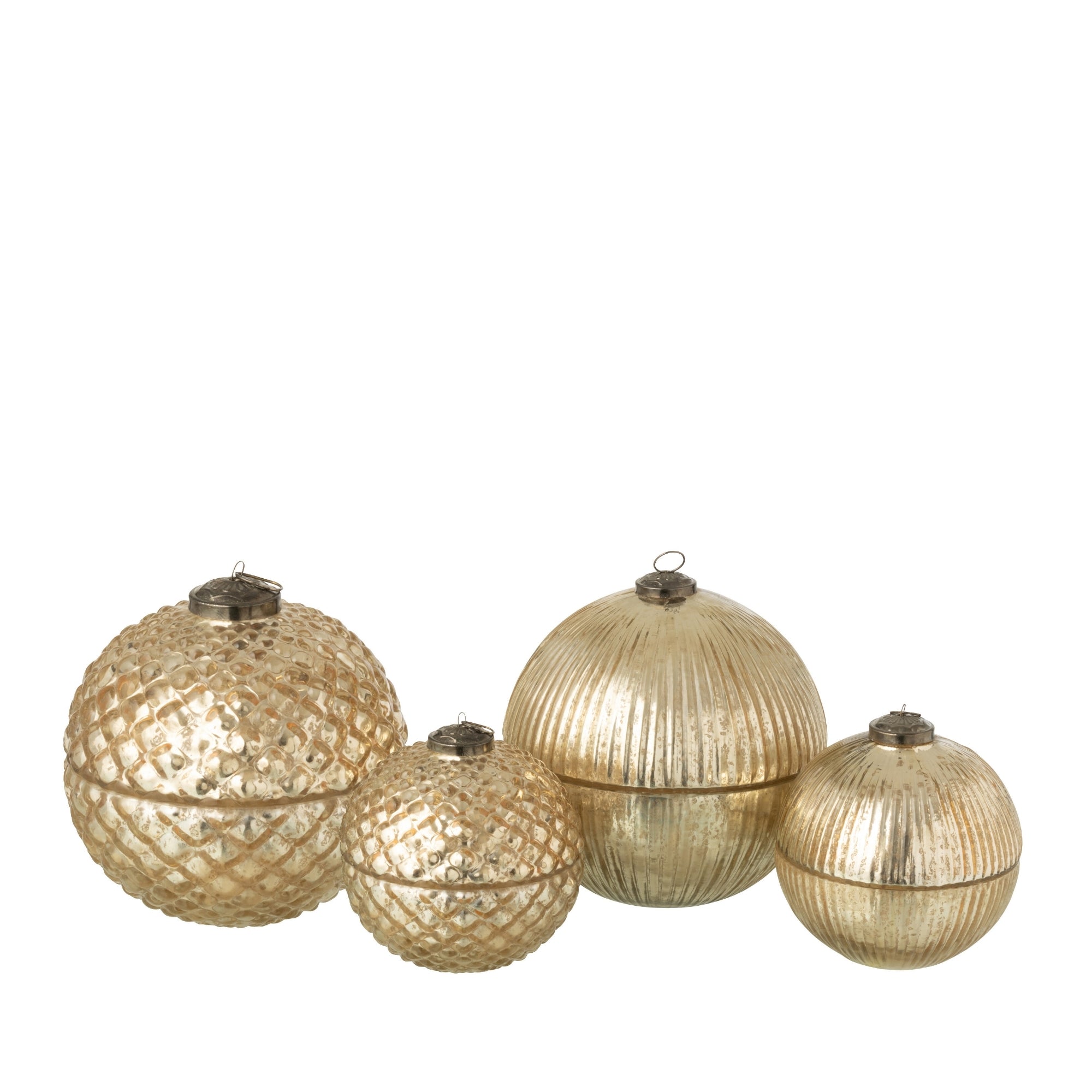 Geurkaars Kerstbal Glas Goud Large J-Line Set van 2