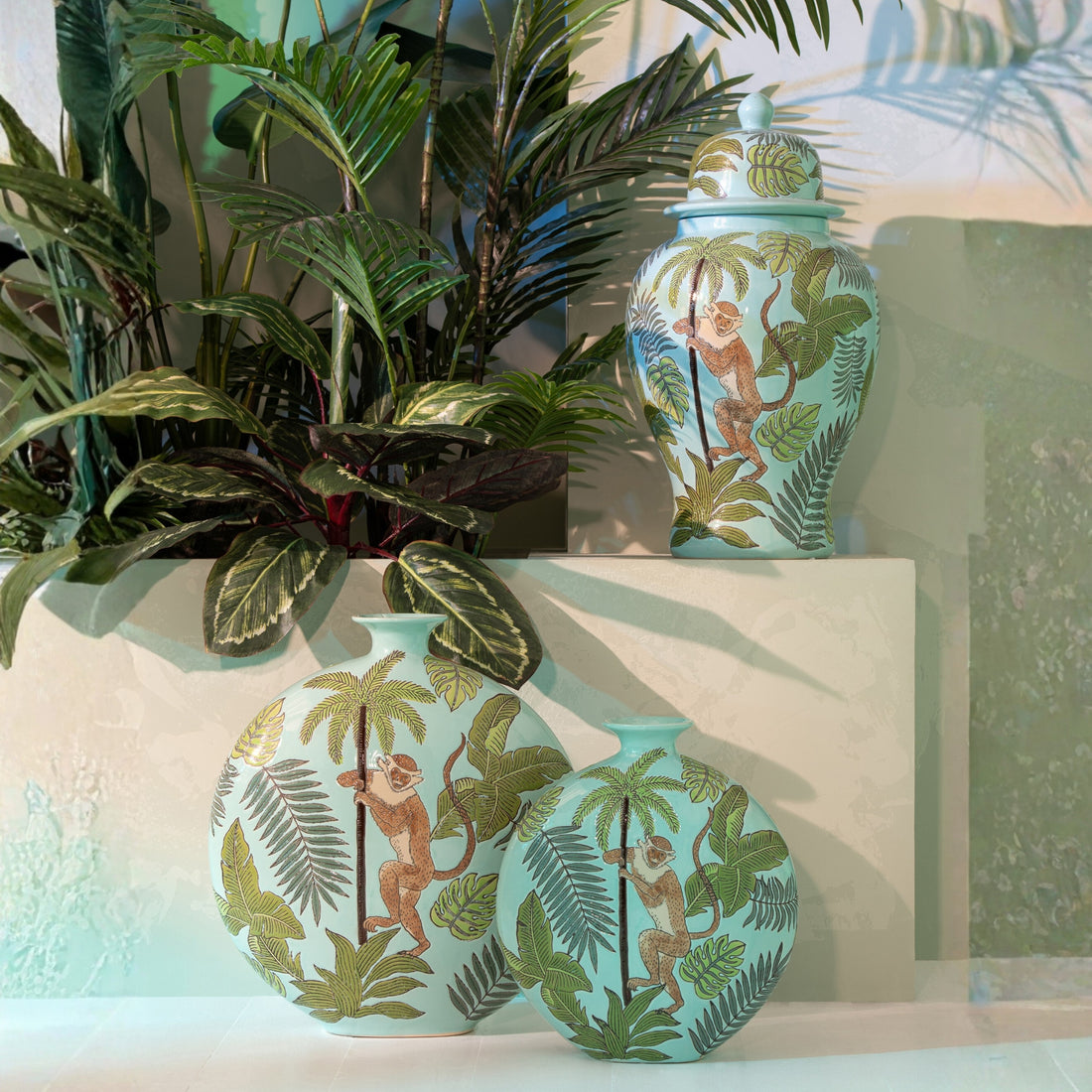 Jungle Vaas Aap Porselein Ø26cmxH26 J-Line