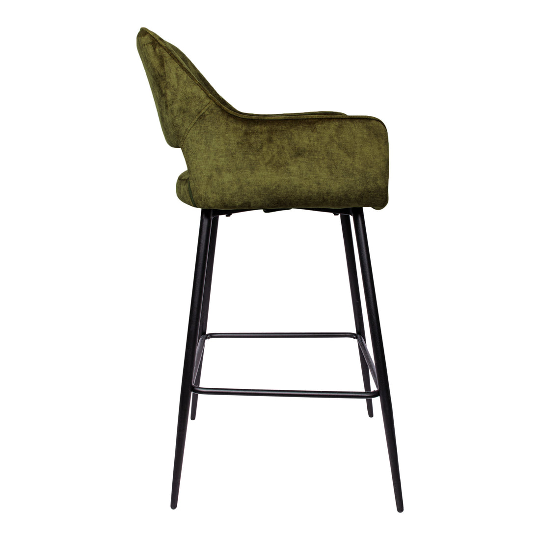 Fallon Velvet Green Bar Stool Black Metal Leg KD Set van 2 PTMD