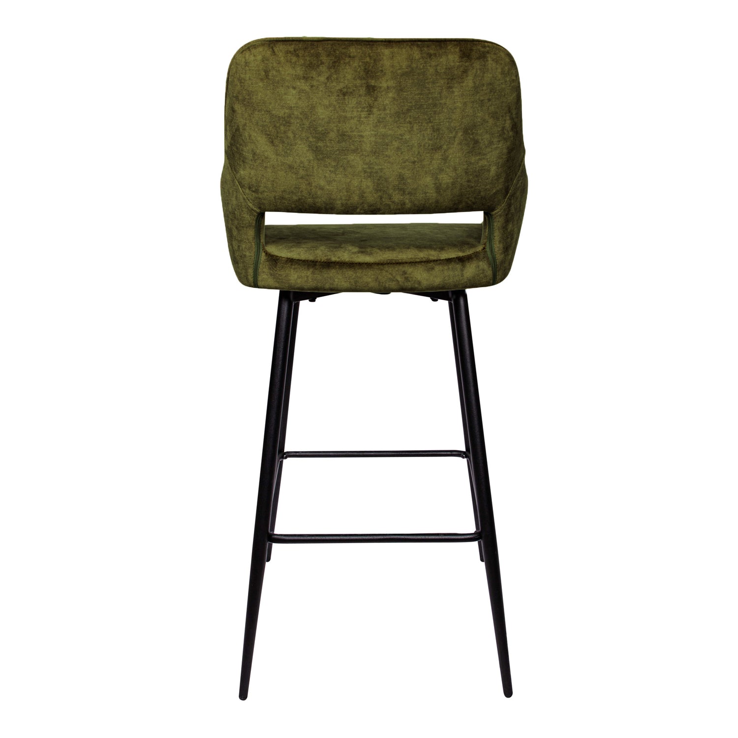Fallon Velvet Green Bar Stool Black Metal Leg KD Set van 2 PTMD