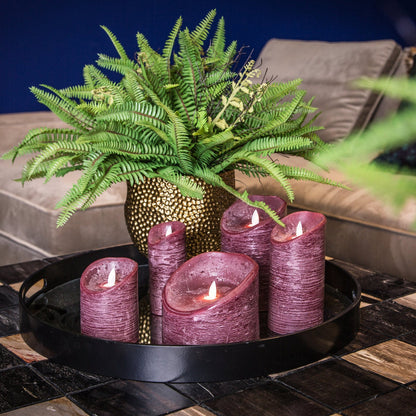 Set van 5 LED Kaarsen Rustic Bordeaux PTMD