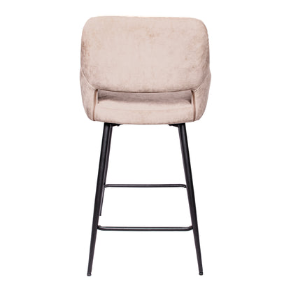 Fal LOW Velvet Khaki Bar Stool Black Metal Leg KD Set van 2 PTMD