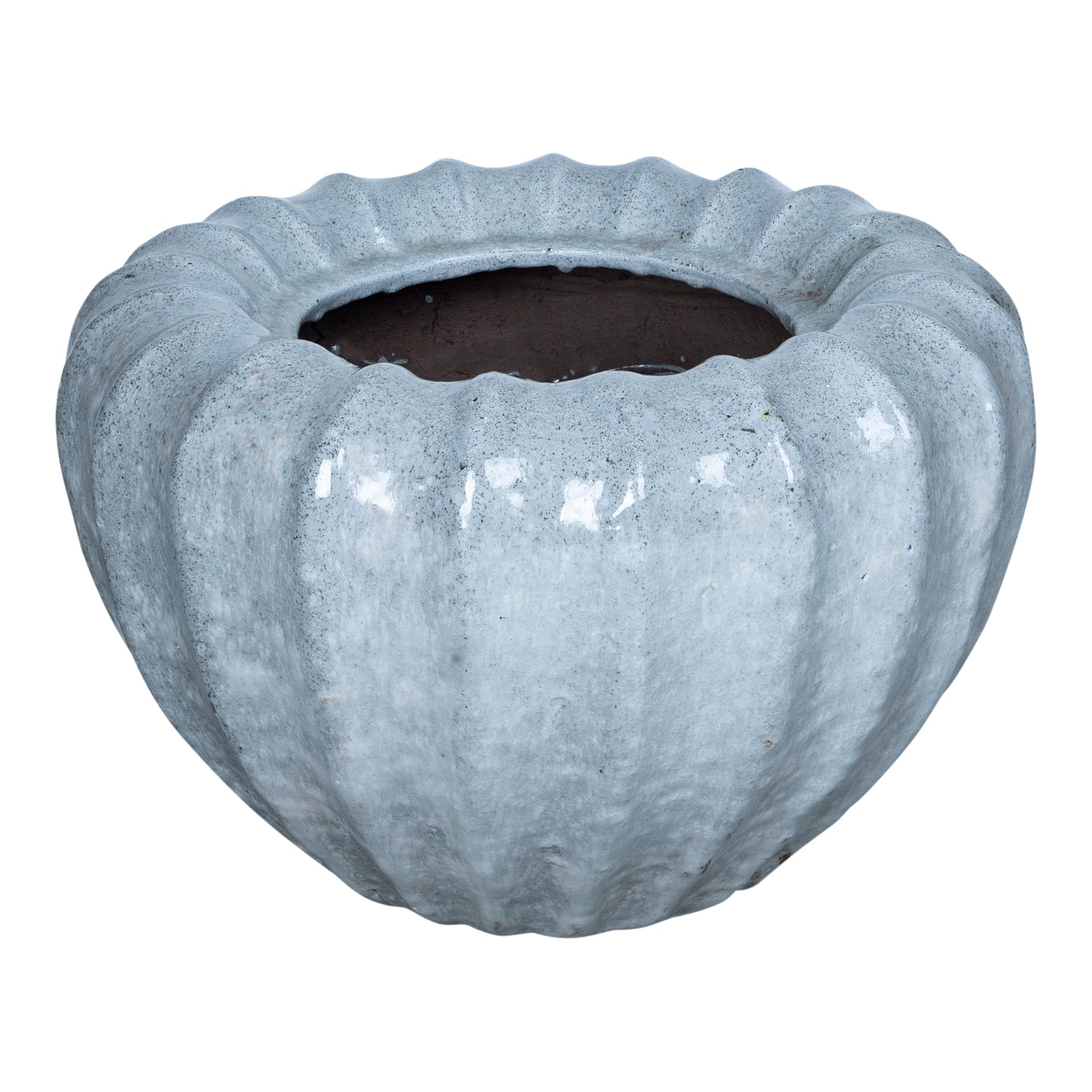 Jinah White Ceramic Pot Organic Ribbed Round L Dia 70xH50cm PTMD