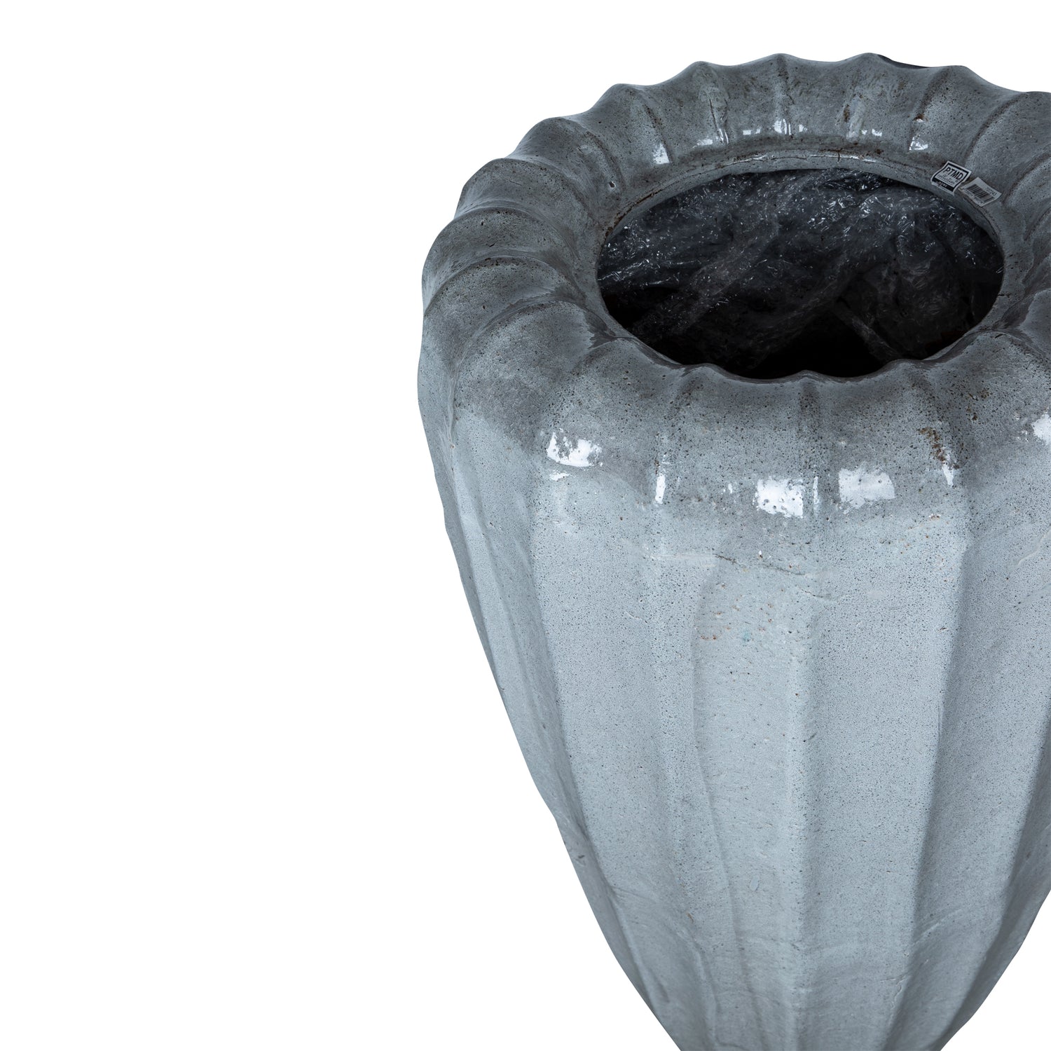 Linex Wit Keramiek Pot Organic Ribbed Round S Ø48xH90cm PTMD