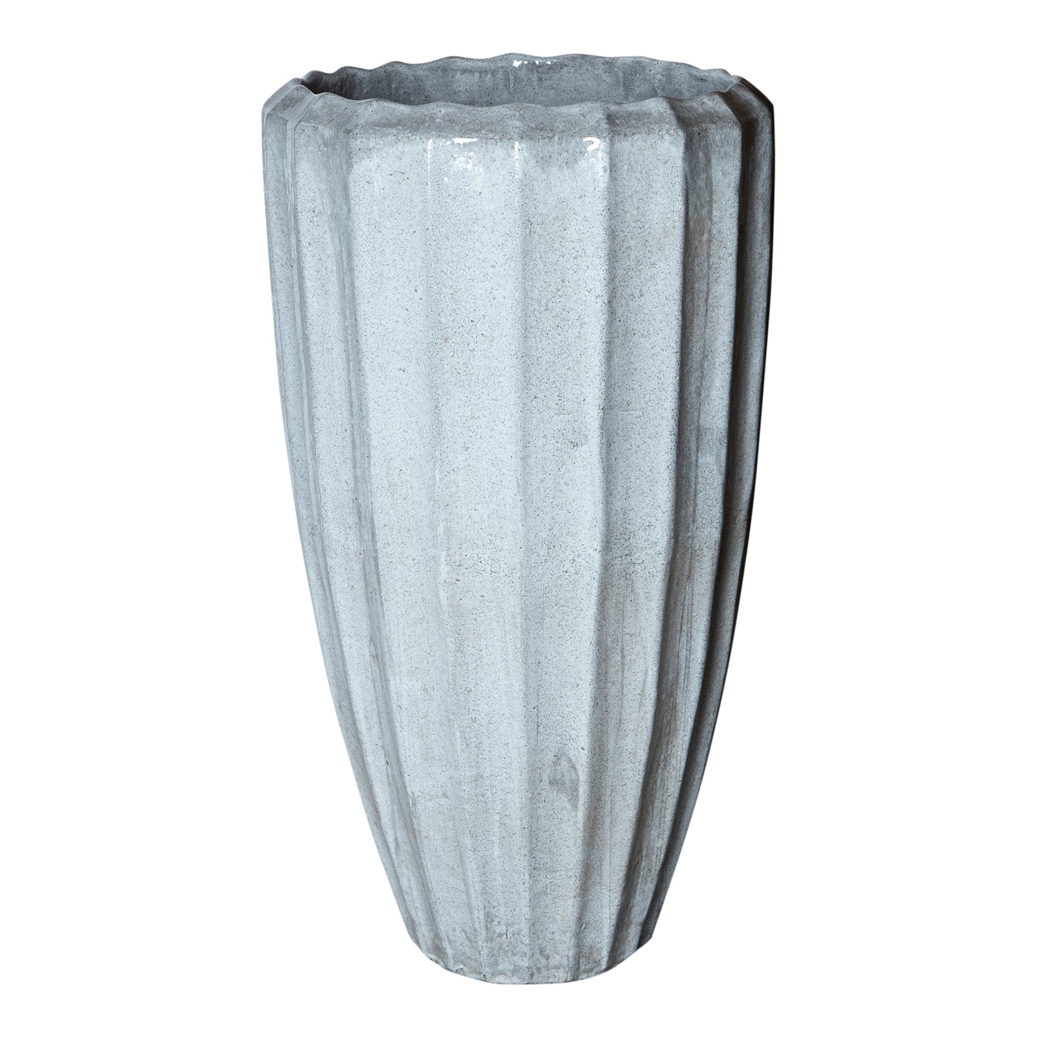 Olver White ceramic pot ribbed structure round L PTMD