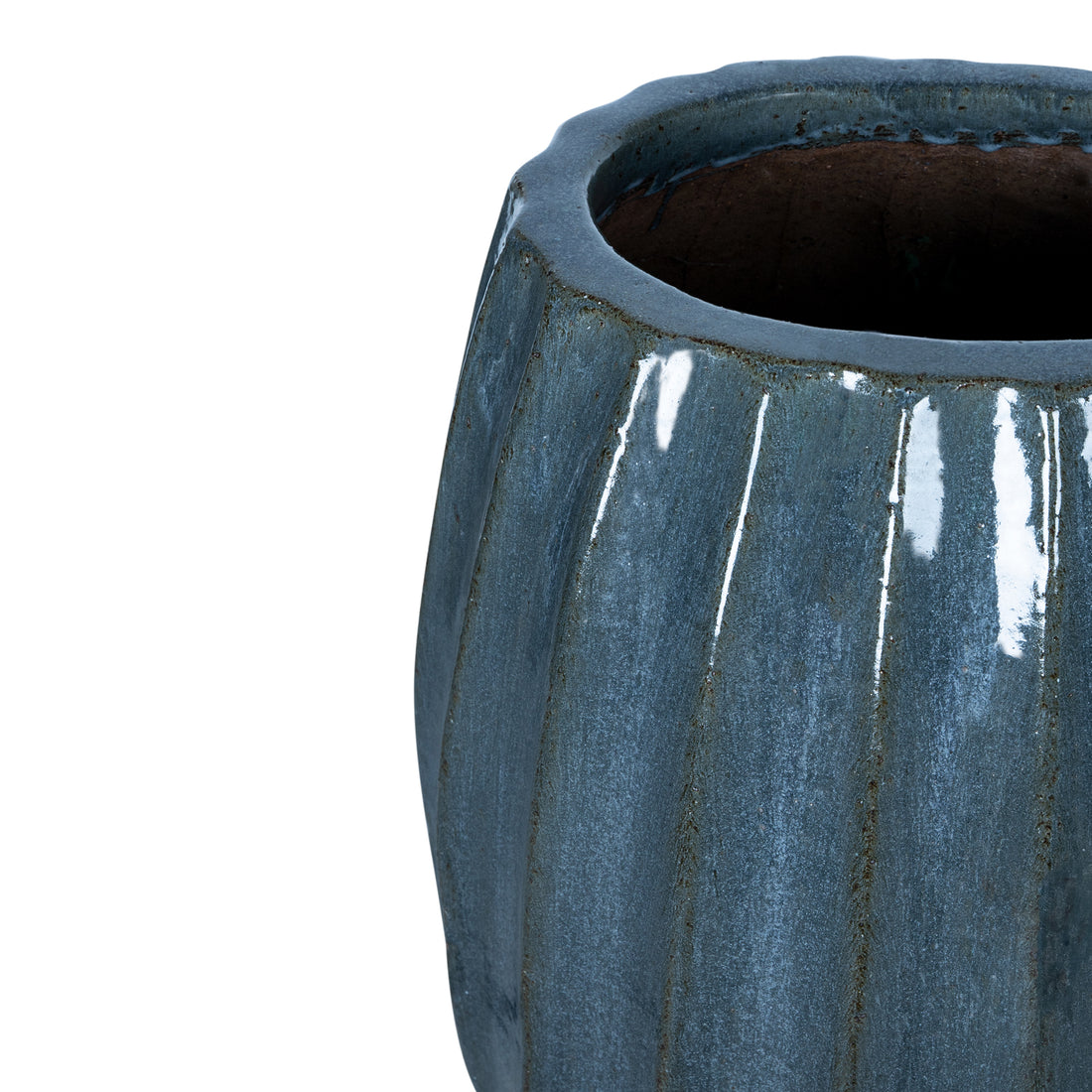 Lionne Blue Ceramic Pot Ribbed Bulb Round L Dia60xH70cm PTMD