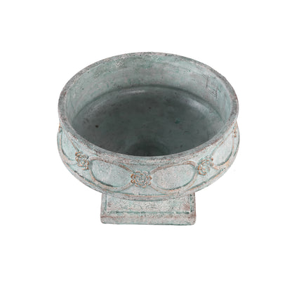 Artas Blue Cement Candle On Solid Stand Round L PTMD