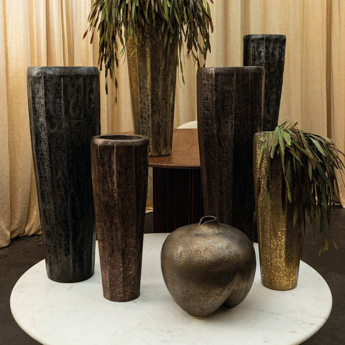 Bloempot Adiane Geborsteld Messing Large PTMD