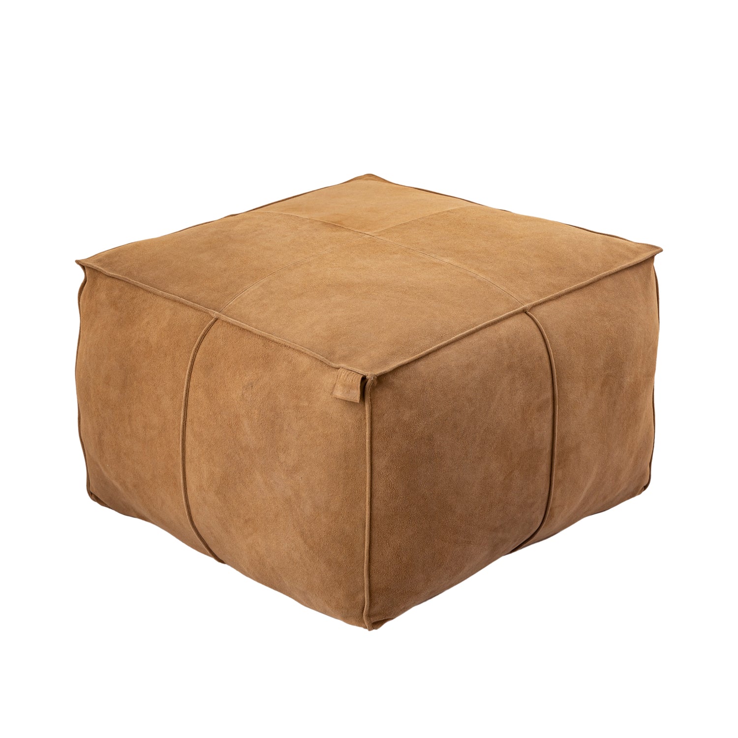 Marieke Camel suede leather pouf square PTMD