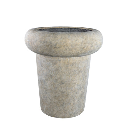 Megga Brown Big Brushed Cement Pot Thick Border 90x80cm PTMD