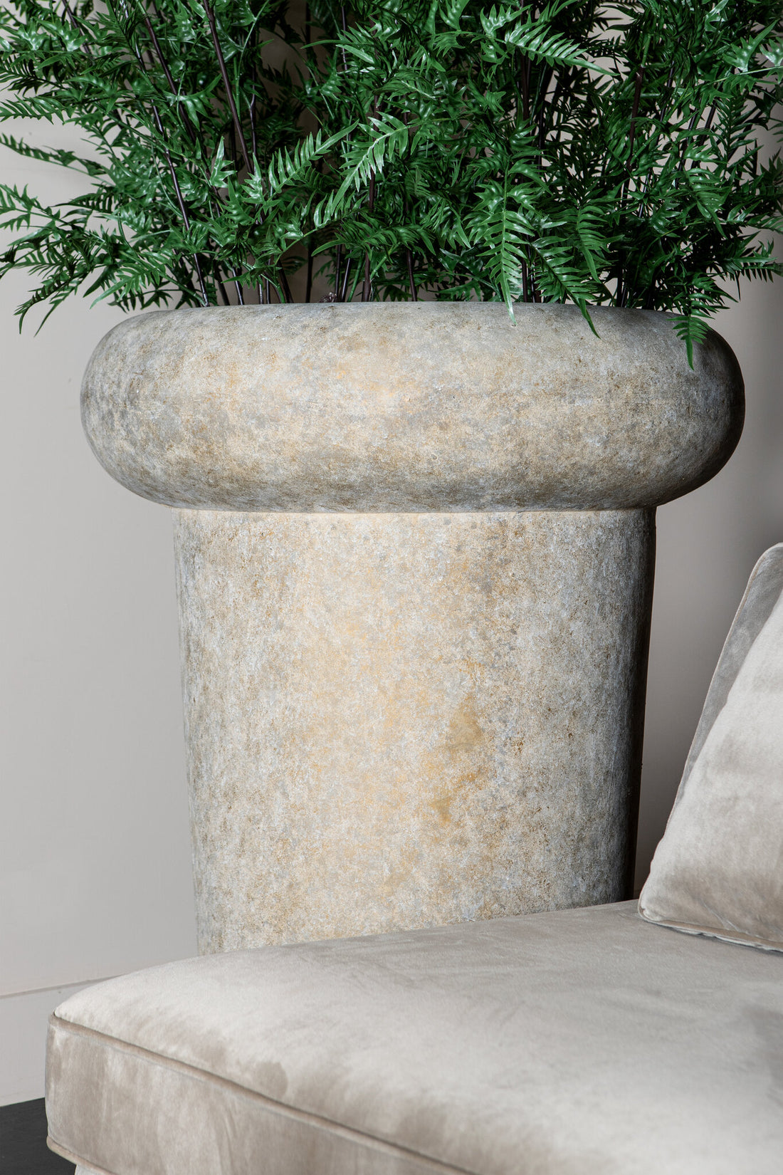 Megga Brown Big Brushed Cement Pot Thick Border 90x80cm PTMD