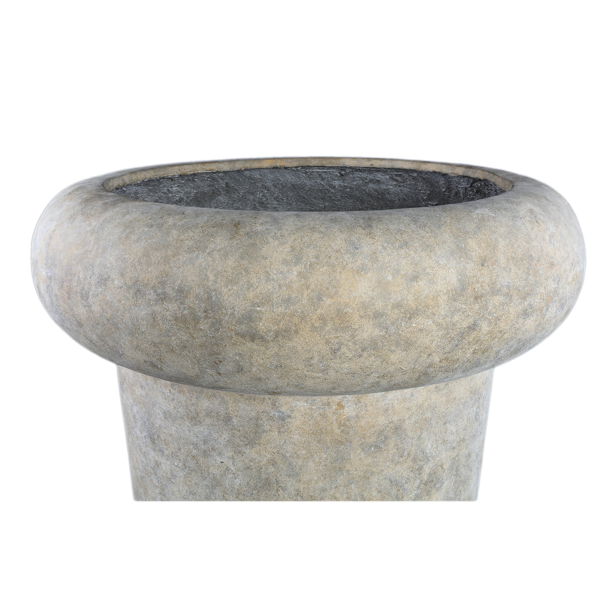 Megga Brown Big Brushed Cement Pot Thick Border 90x80cm PTMD